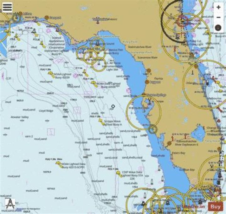 How deep is the water off the coast of Florida?