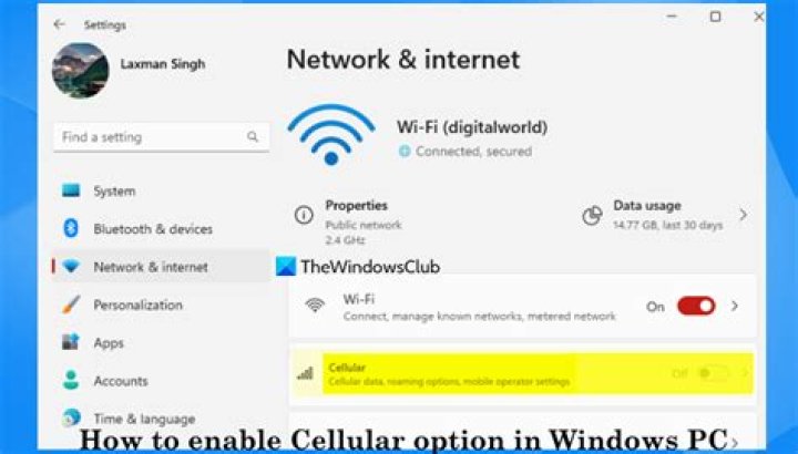How do I enable cellular on Windows 10?