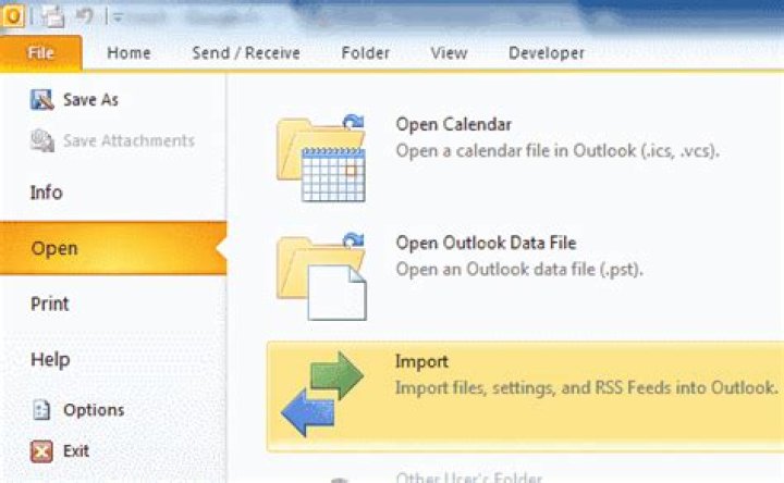 How do I import a DBX file into Outlook 2010?