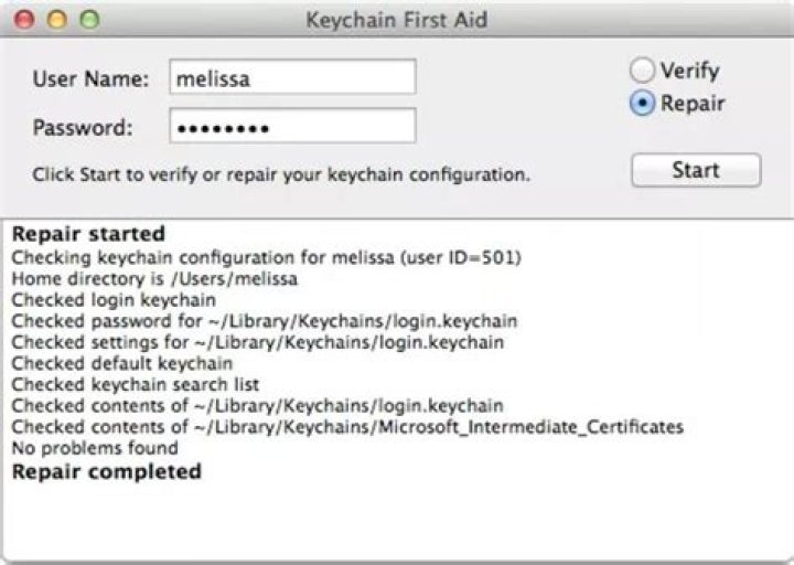 How do I repair keychain access?