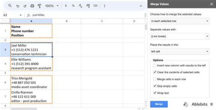 How do you merge cells in Google sheets and split?