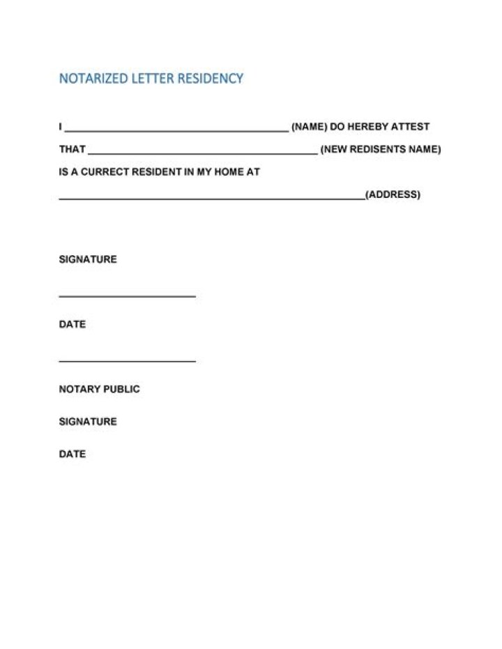 How do you write a notarized residency letter?