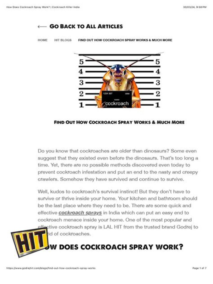 How does cockroach spray work?