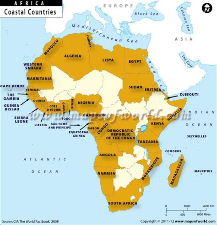 How long is the African coastline?