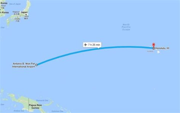 How long is the flight from Guam to Hawaii?