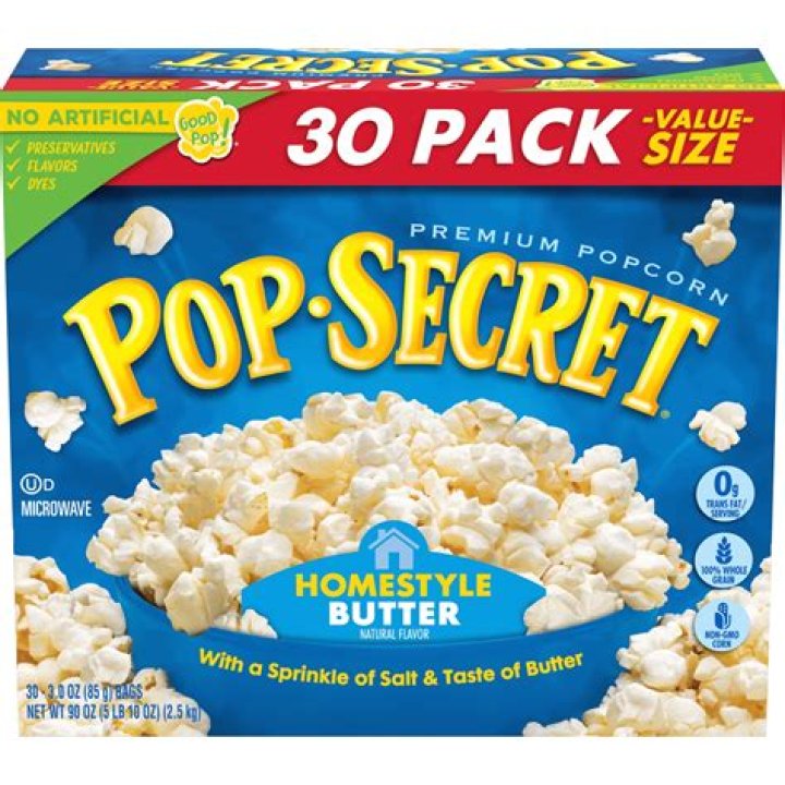 How many cups are in a bag of Pop Secret Homestyle Popcorn?