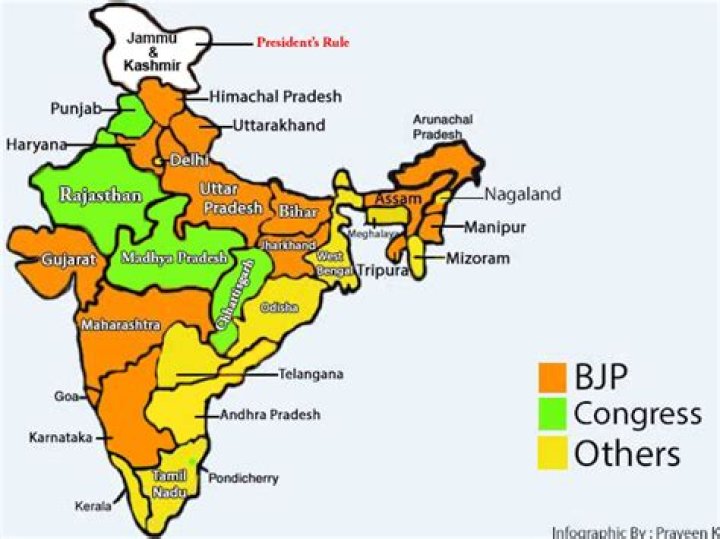 How many states are ruled by BJP in India?