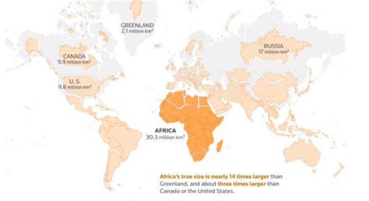 Is Africa larger than Asia?