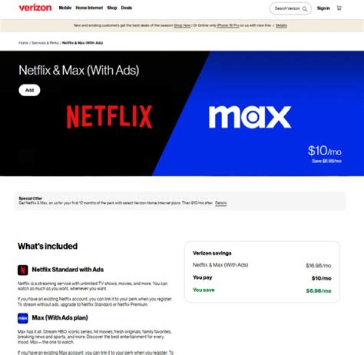 Is Netflix free for Verizon customers?