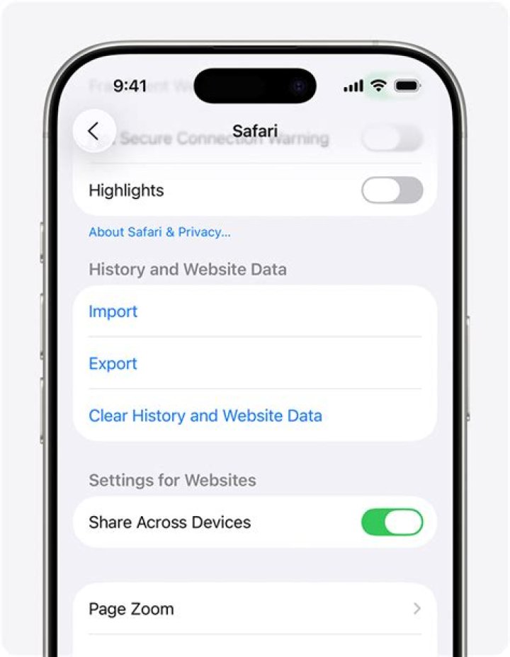 Is Safari history shared between devices?