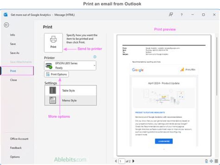 Is there a way to print all emails in an Outlook folder?