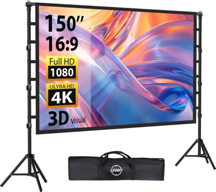 What are the dimensions of a 150 inch projector screen?