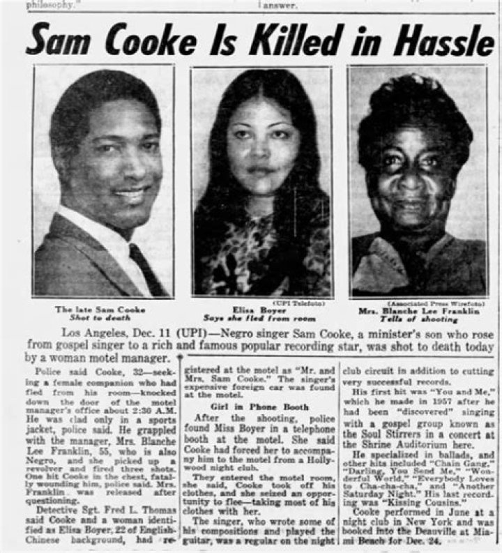 What did Sam Cooke die of?