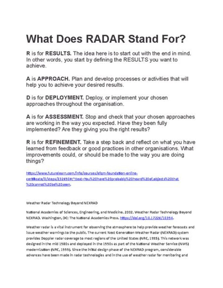 What does the acronym radar stand for?