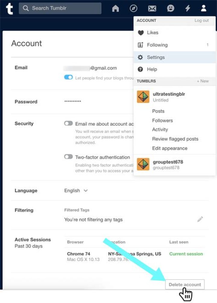 What happens when you delete your Tumblr account?