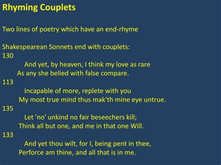 What is an example of a rhyming couplet?
