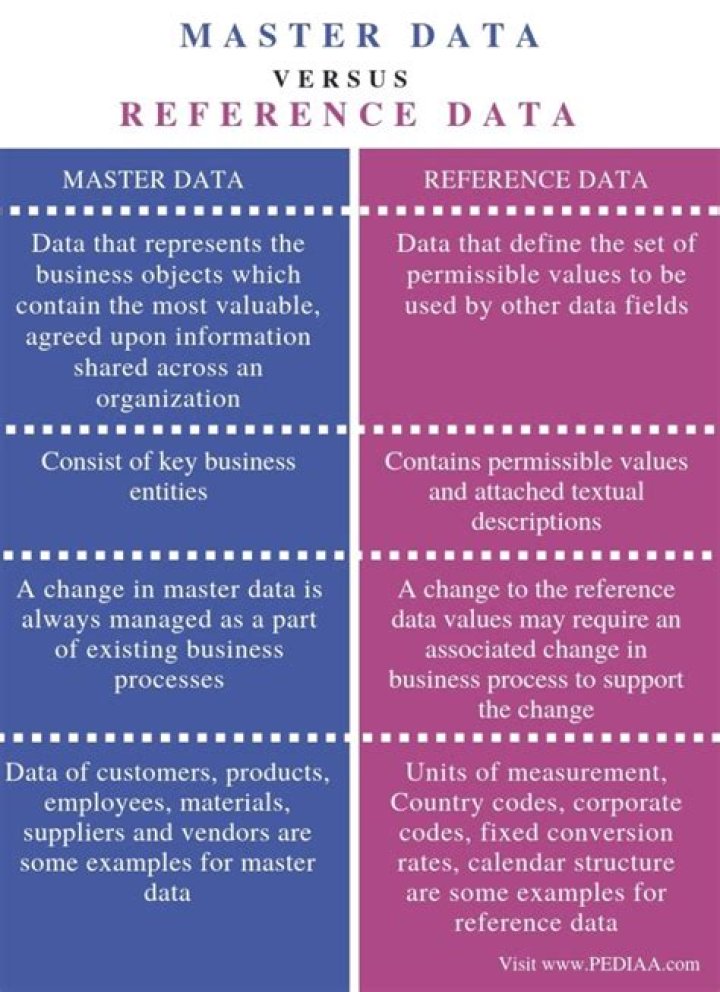 What is the difference between master data and reference data?