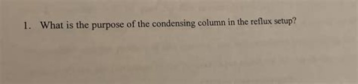 What is the purpose of the condensing column in the reflux setup?