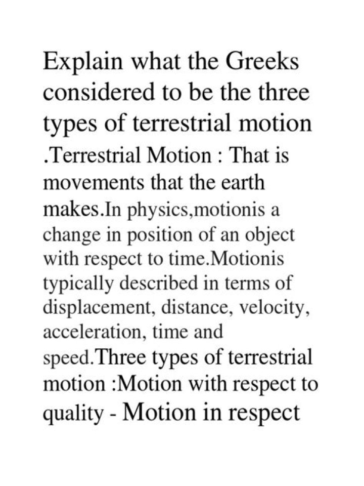 What were Greeks considered to be three types of terrestrial motion?