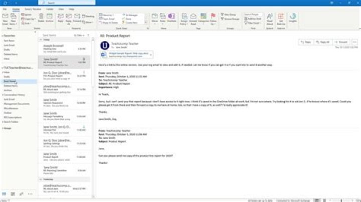 Where is my Sent folder in Outlook?