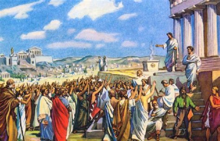 Who could vote in ancient Athens democracy?